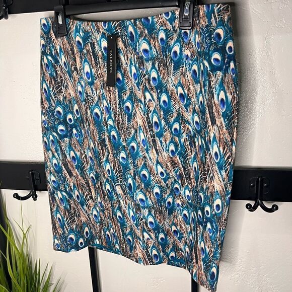 (NWT) Talbots Peacock Feathers Stretch Pencil Skirt 12P NWT - Picture 1 of 14